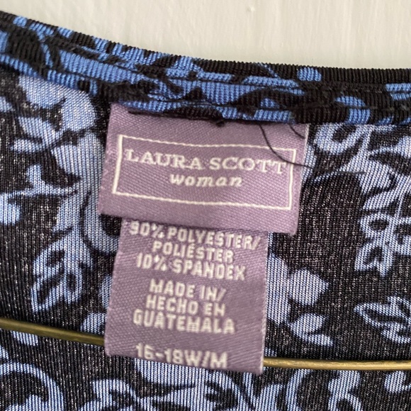 Women’s Laura Scott blue and black size 16-18W top - Picture 3 of 5